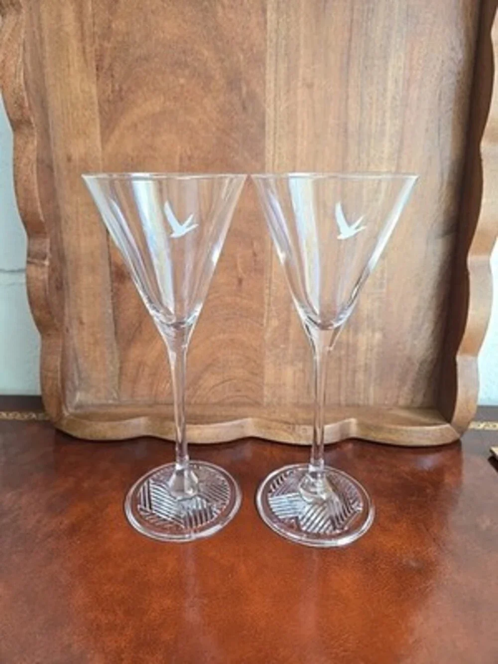 Martini Glasses Long Stem - Grey Goose - Etched Goose 7 1/2